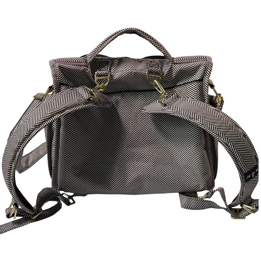 Ju-Ju-Be BFF Diaper Bag Queen of the Nile Chevron Backpack Messenger Bag Gold